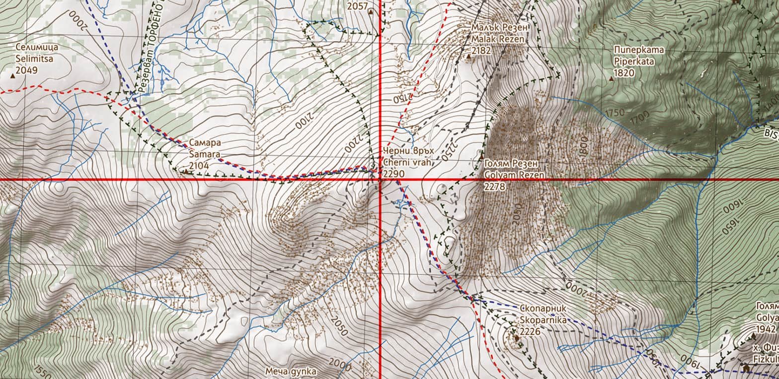 cherni-vrah-geographic-coordinates-closeup Детайл от карта